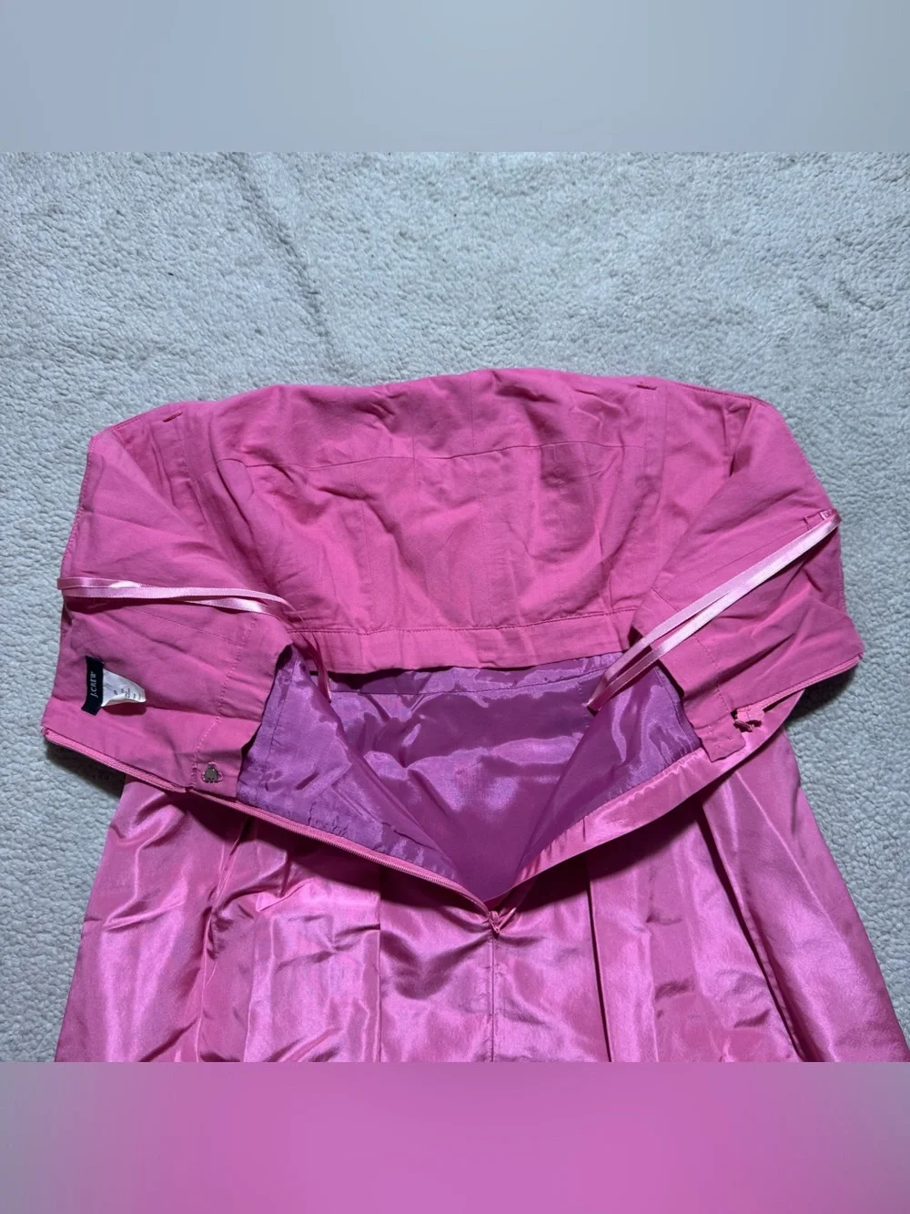 J Crew Dress‎ Womens 2P Petite Pink Mini Strapless Lined 100% Silk Back Zip
